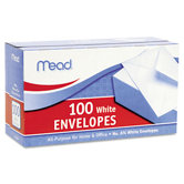 Business Envelope, 3 5/8 &times; 6 1/2, 20 lb, White, 100/Box