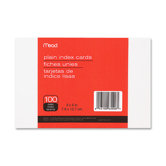 Index Cards, Plain, 4" x 6", Unruled, White, 100 Pack