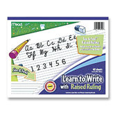 Writing Tablet, Raised Ruling, Dotted Lines, 8"x10", White