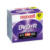 DVD+R Discs, 4.7GB, 16x, with Jewel Cases, Silver, 10/Pack