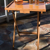 Bamboo Folding TV Tray Table with Lip