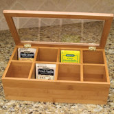 Bamboo Eight Compartment Tea Box with Acrylic and Bamboo Lid