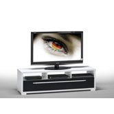 42cm TV-Bank in Wei&szlig; / Schwarz hochglanz