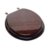 Designer Solid Round Wood Toilet Seat with Hinges