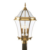 Fleur De Lis  Outdoor Post Lantern in Flemish Brass
