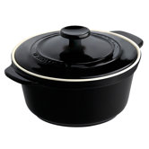 Black and Cream Stoneware 21cm Round Covered Casserole