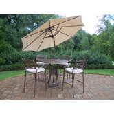 Elite 5 Piece Bar Set with Cushions and Umbrella