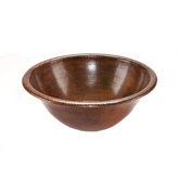 Round Self Rimming Hammered Copper Bathroom Sink in Oil Rubbed Bronze