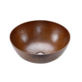 Small Round Hammered Copper Vessel Sink in Oil Rubbed Bronze