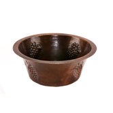 16" Round Copper Bar Sink with Grapes in Oil Rubbed Bronze