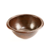 14" Round Self-Rimming Hammered Copper Bathroom Sink