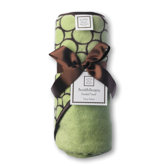 Terry Velour Hoodie Towel in Pastel Lime with Brown Mod Circles