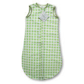 Certified Organic Cotton Flannel zzZipMe Sack in Kiwi with Dots and Stars