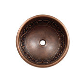 Vine Design Topmount Round Copper Vessel Sink