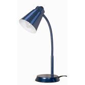 One Light Large Goose Neck Desk Lamp in Met Blue