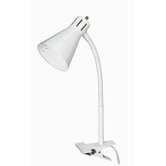 One Light Goose Neck Clip-On Lamp in White