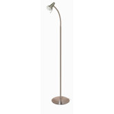 One Light Halogen Goose Neck Floor Lamp in Nickel