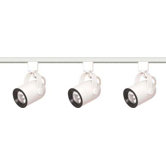 Three Light Line Voltage Round Back Track Light Kit in White