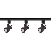 Three Light Line Voltage Gimbal Ring Track Light Kit in Black