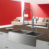 33" Stainless Steel Double Bowl Farmhouse Kitchen Sink Set
