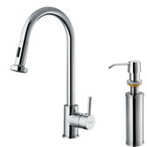 One Handle Single Hole Pull-Out Spray Kitchen Faucet with Soap Dispenser