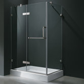 Frameless Pivot Door Shower Enclosure with Left Drain