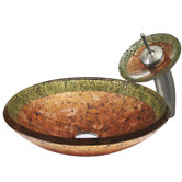Janus Glass Vessel Sink and Waterfall Faucet in Chrome