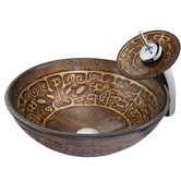 Golden Greek Vessel Sink and Waterfall Faucet Set