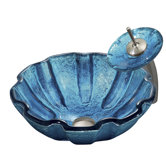 Mediterranean Seashell Vessel Sink with Waterfall Faucet