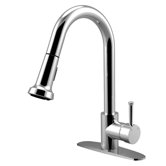 One Handle Single Hole Kitchen Faucet with Deck Plate and Pull-Out Spray