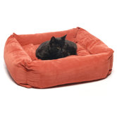 Microfiber Square Pet Bed in Earth Red
