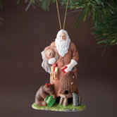 "Honey Bee Santa" Santa with Bear and Beehive Ornament