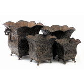 Square Scalloped Planters (Set of 4)