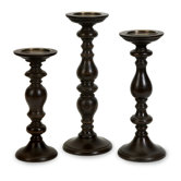 Mango Wood Candlesticks (Set of 3)