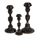 Poly Resin and Metal Candlesticks (Set of 3)