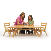 NaturalWood 20" Rectangle Preschool Table And Chair Set