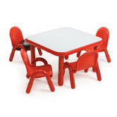 Square Baseline Preschool Table and Chair Set in Candy Apple Red