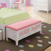 Hearts Wood Storage Bedroom Bench