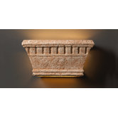 Tuscan Garden Open Top and Bottom Wide Rectangular Outdoor Wall Sconce with Dentil Design