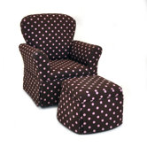 Kidz World Polka Dot Kid's  Rocking Chair and Ottoman Set