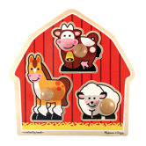 Barnyard Animals Jumbo Wooden Knob Puzzle