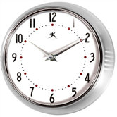 Retro Round Metal Wall Clock In Silver