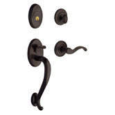 Logan Sectional Trim Double Cylinder Handle Set with Right Handling in Lifetime Polished Brass