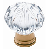 Fluted Crystal Ball Knob in Polished Brass