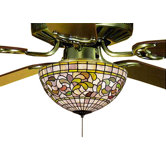 Victorian Tiffany Turning Leaf Fan Light Fixture