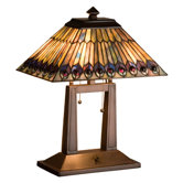 Tiffany Jeweled Peacock Oblong Desk Lamp