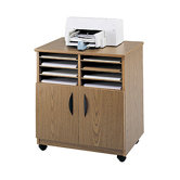 Mobile Machine Stand with Sorter in Medium Oak