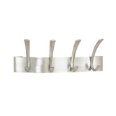 Curve Coat Rack with 4 Hooks in Silver