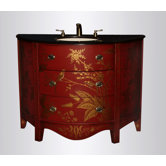 Vanity with Bird Design Sink in Red