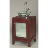 One Door Bathroom Vanity with Vessel Sink in Red